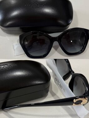 Coach Black Cat-Eye Sunglasses with Gold Accent